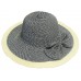 Straw Big Rim Hat w/ Bow - Black - HT-M11BK
